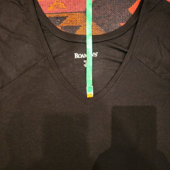 NEW Women's Black Tiered Ruffle Tunic Top 1X By Roaman's - Picture 14 of 15